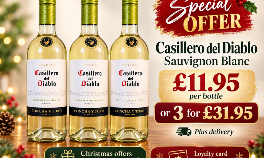 Three bottles of Casillero del Diablo Sauvignon Blanc on special offer at My Drinks Delivered in Barnsley, £11.95 each or three for £31.95 plus delivery.